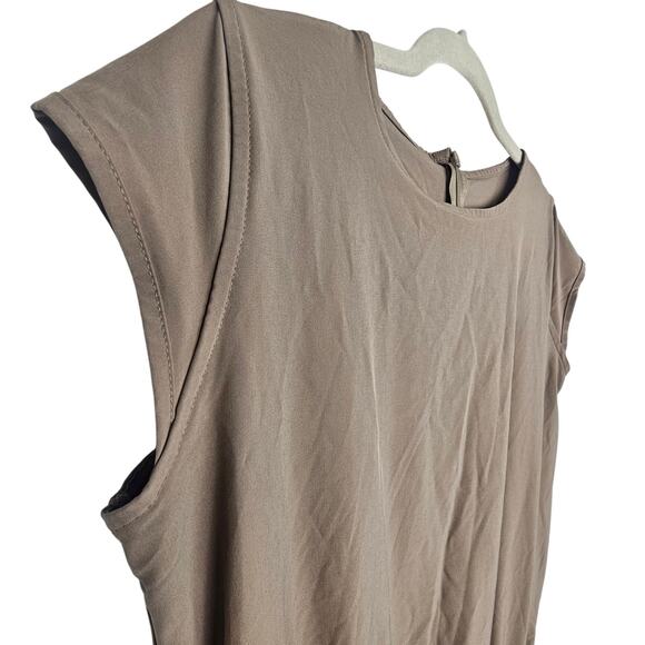 Albion Womens Going Places Tan Active Casual Work Dress Cinch Waist Sz M Pockets - Picture 6 of 10